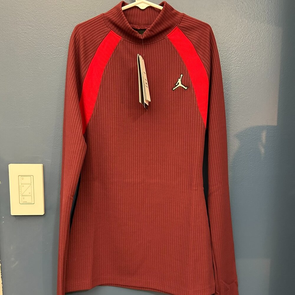 NWT Nike Jordan Women's Long Sleeve Flight Ribbed Top Red Size XS